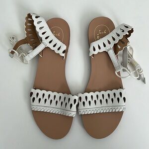 New! 9.5M Jack Rogers Ankle Wrap Sandals White Leather